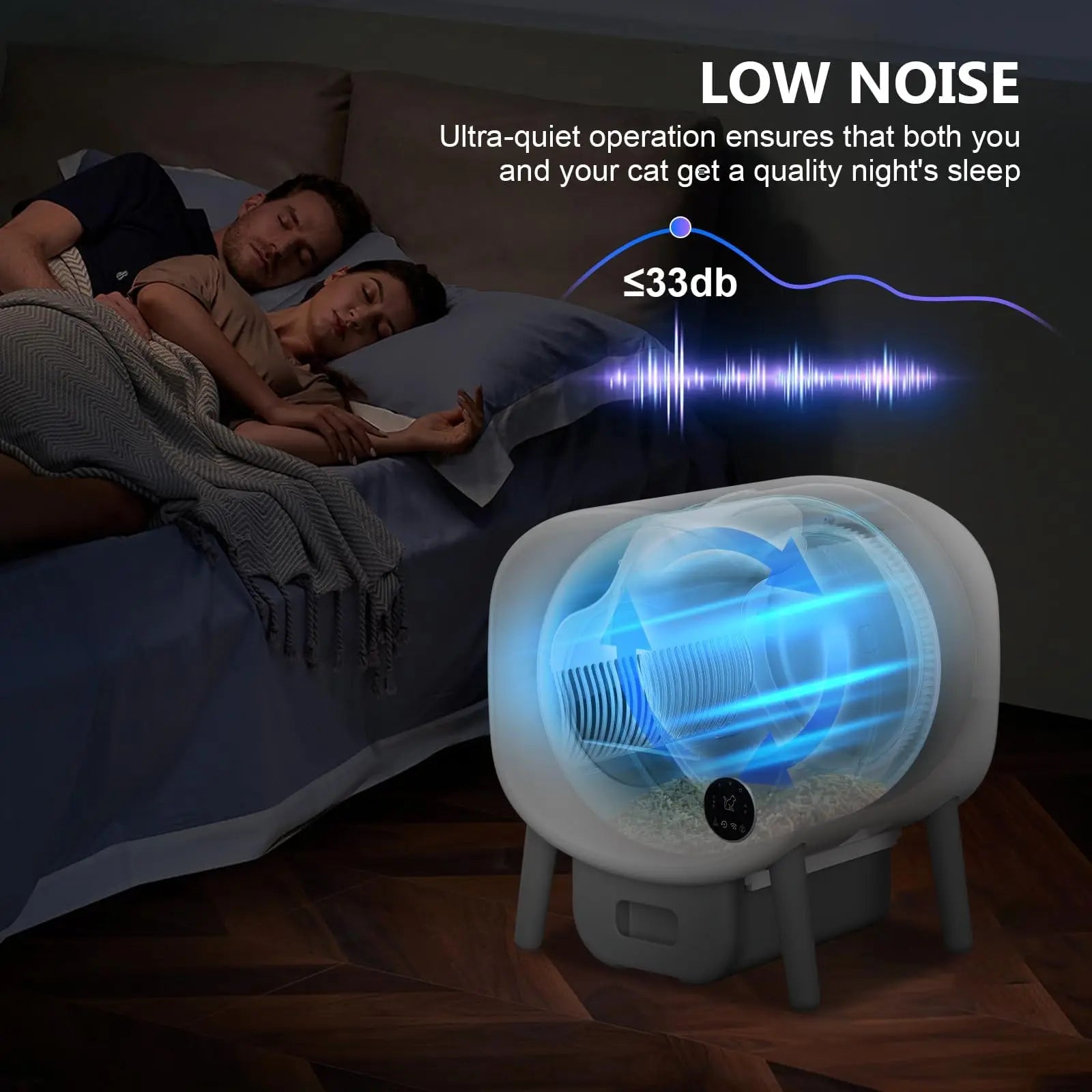 PawFlow Litière Autonettoyante Intelligente – Grande Capacité, Contrôle via App