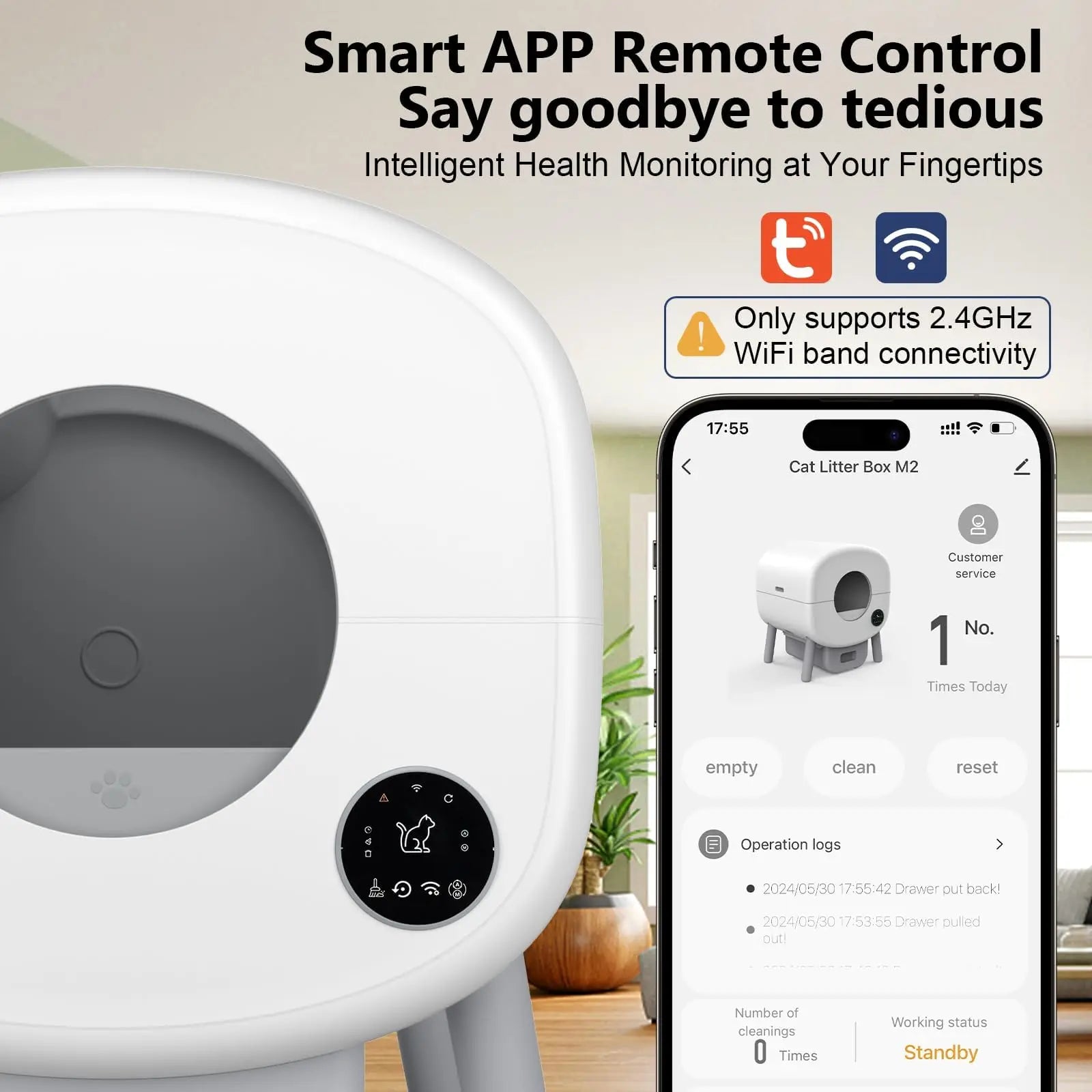 PawFlow Litière Autonettoyante Intelligente – Grande Capacité, Contrôle via App