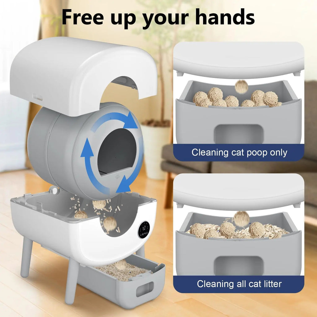 PawFlow Litière Autonettoyante Intelligente – Grande Capacité, Contrôle via App