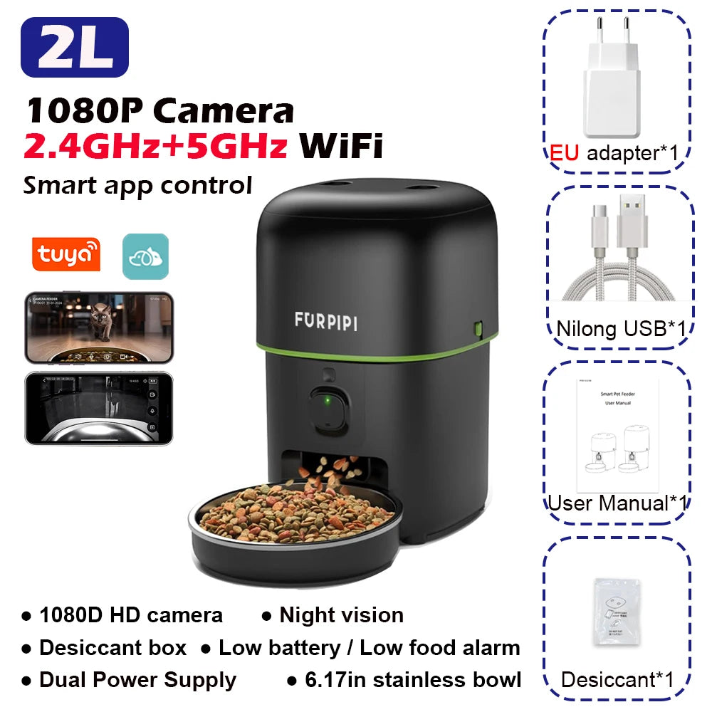 Gamelle Connectée Caméra HD WiFi 5G – Nourrissez & Surveillez à Distance