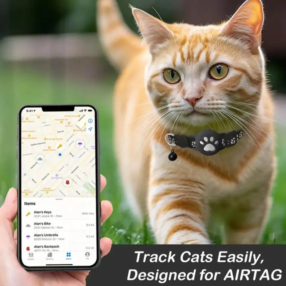 Collier GPS Chat – Localisation Temps Réel, Étanche & Réfléchissant