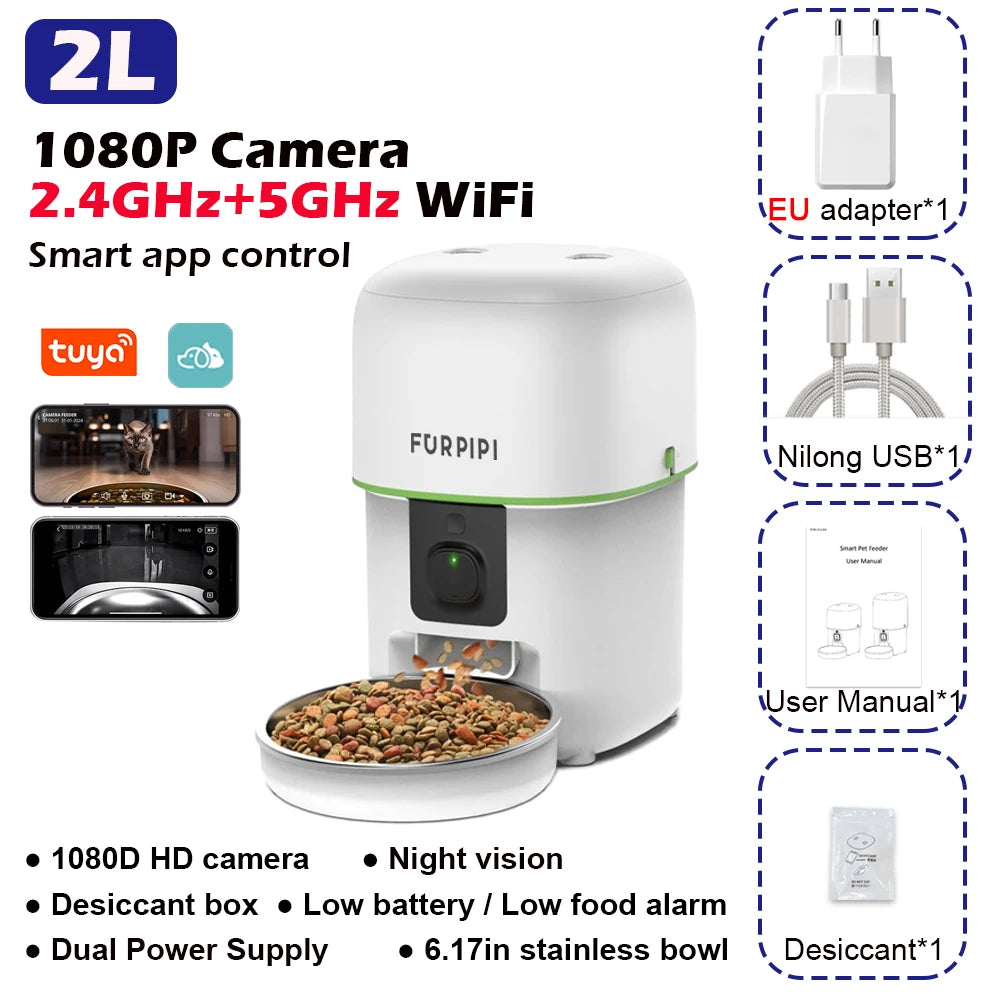 Gamelle Connectée Caméra HD WiFi 5G – Nourrissez & Surveillez à Distance