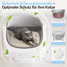 Litière autonettoyante PawFlow – vue intérieure et espace confortable