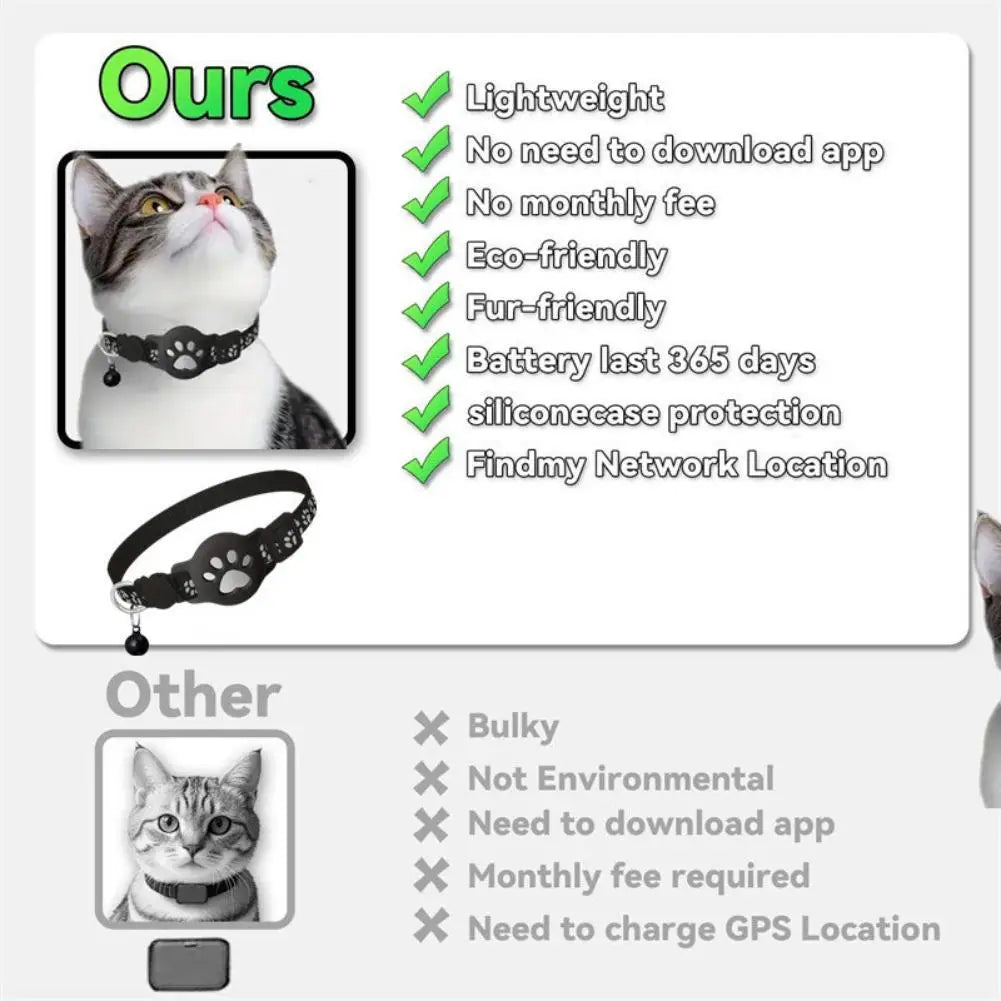 Collier GPS Chat – Localisation Temps Réel, Étanche & Réfléchissant