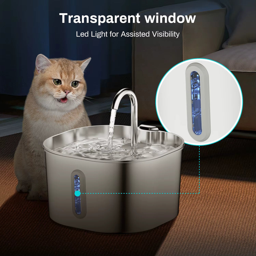 Fontaine à Eau Inox Chat & Chien – Eau Filtrée en Continu & Silencieuse