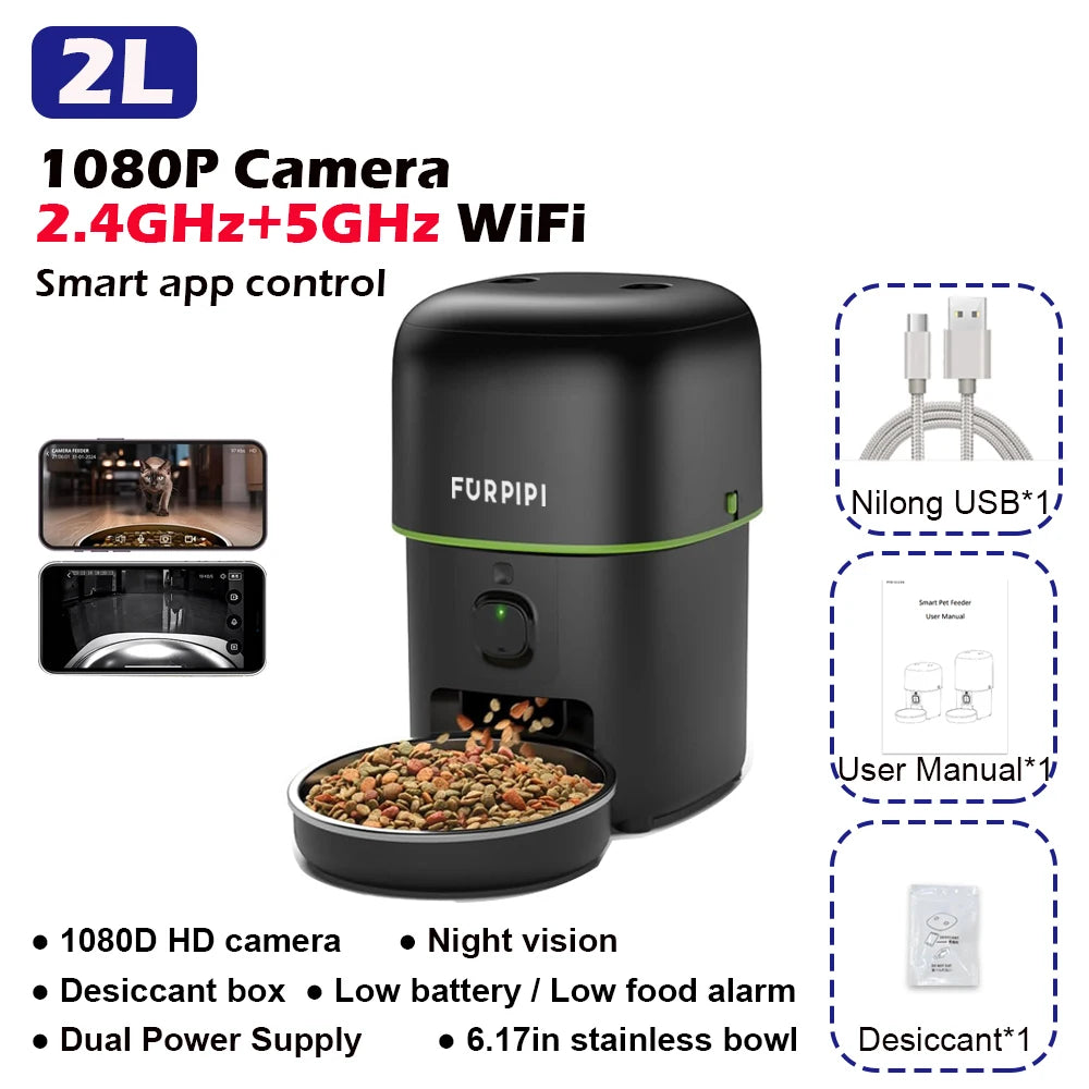 Gamelle Connectée Caméra HD WiFi 5G – Nourrissez & Surveillez à Distance