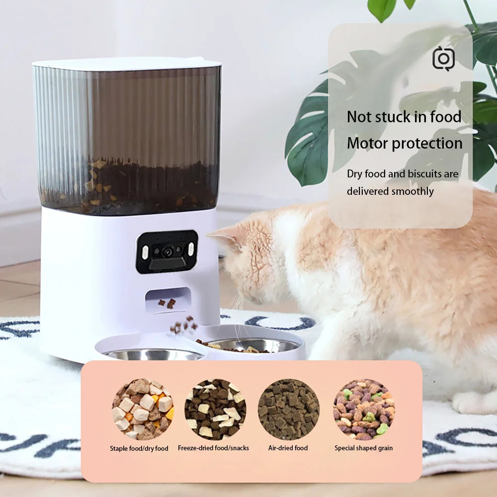 PawFlow Mangeoire Automatique avec Caméra – Double Bol, 5L, Contrôle via App