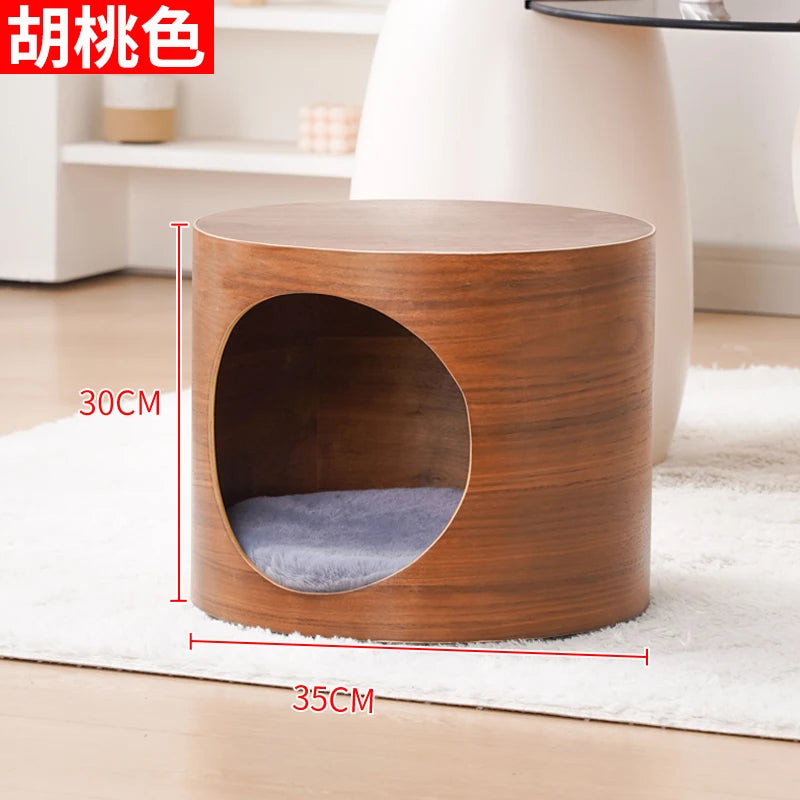 PawFlow Lit Capsule pour Chat – Maison Acrylique Transparente & Cadre en Bois