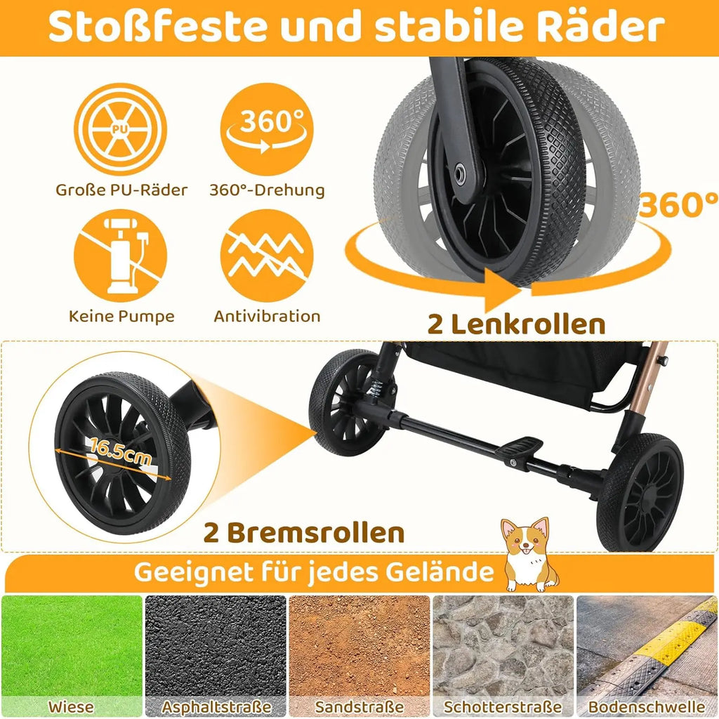 Poussette 4-en-1 Chat & Chien – Aluminium, Siège Auto & Sac de Transport