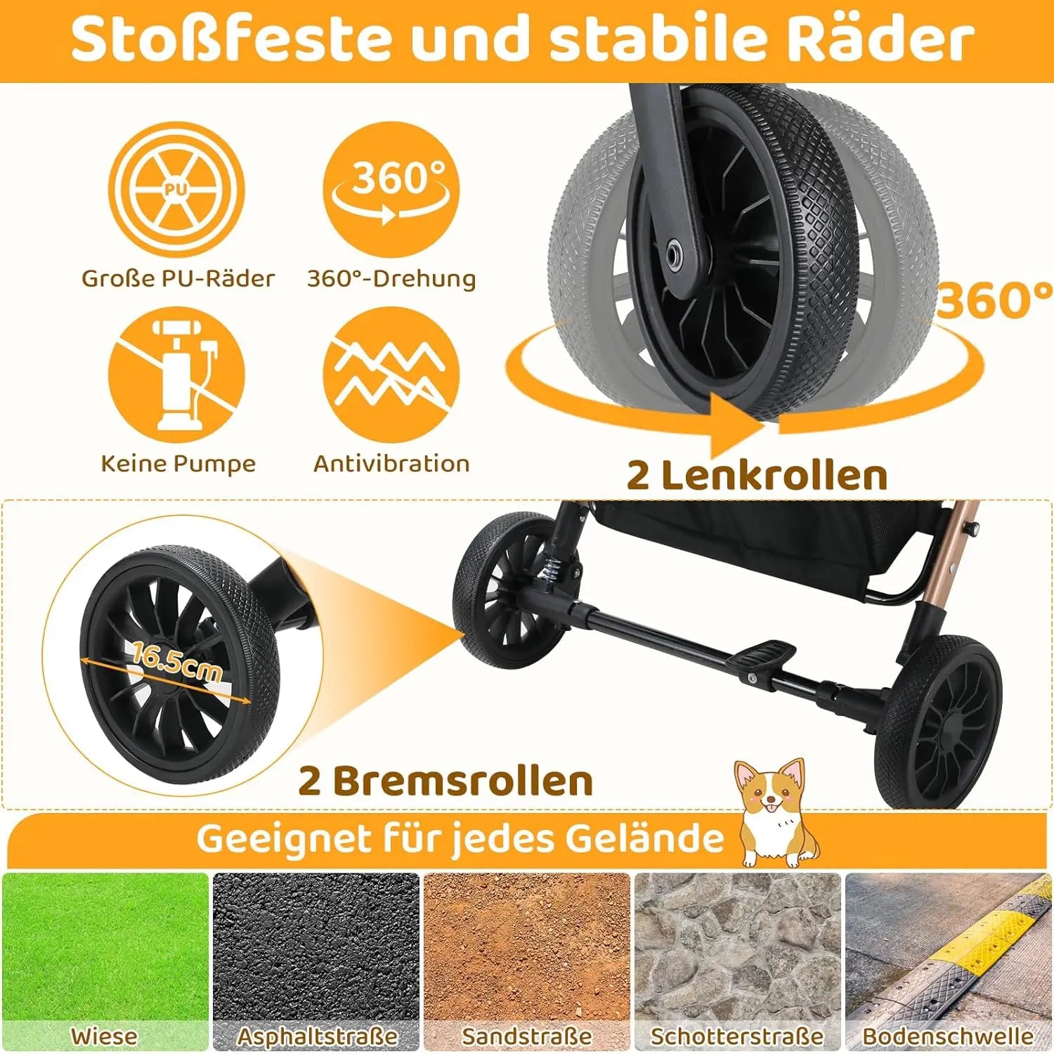 Poussette 4-en-1 Chat & Chien – Aluminium, Siège Auto & Sac de Transport