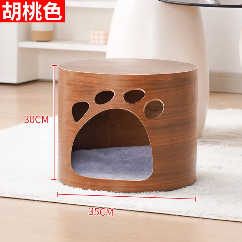 PawFlow Lit Capsule pour Chat – Maison Acrylique Transparente & Cadre en Bois