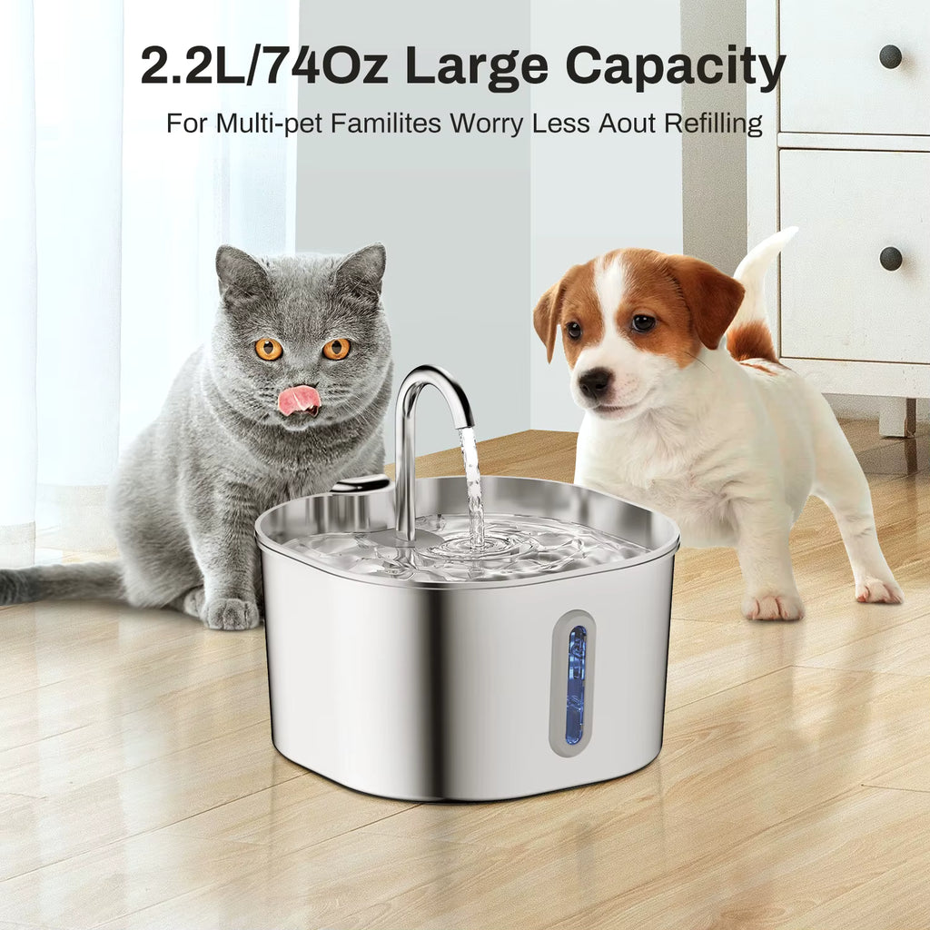Fontaine à Eau Inox Chat & Chien – Eau Filtrée en Continu & Silencieuse
