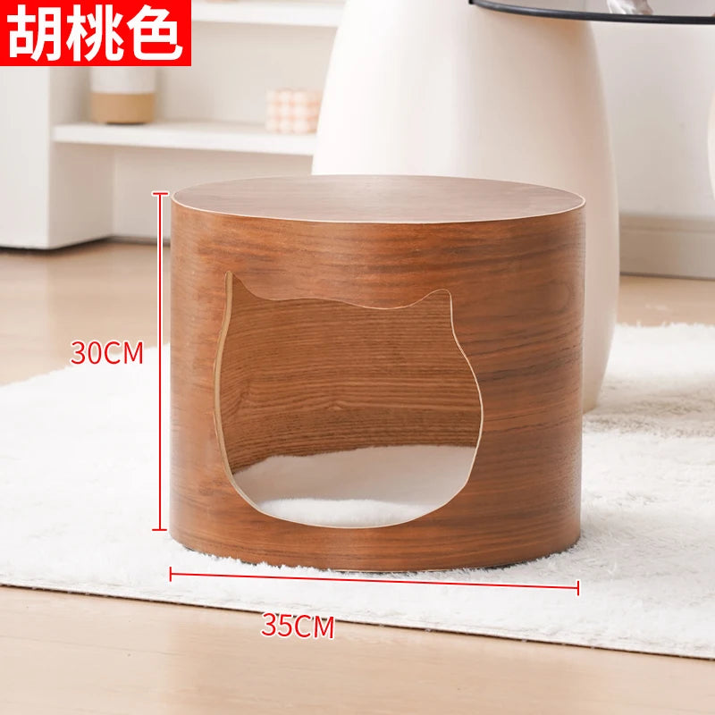 PawFlow Lit Capsule pour Chat – Maison Acrylique Transparente & Cadre en Bois