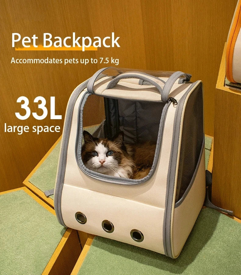 Sac à Dos de Transport Chat & Chien – Grande Capacité & Respirant