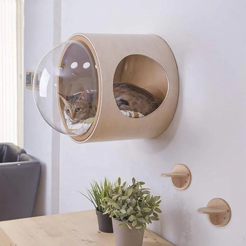 PawFlow Perchoir Mural pour Chat – Arbre en Bois, Fixation Murale DIY