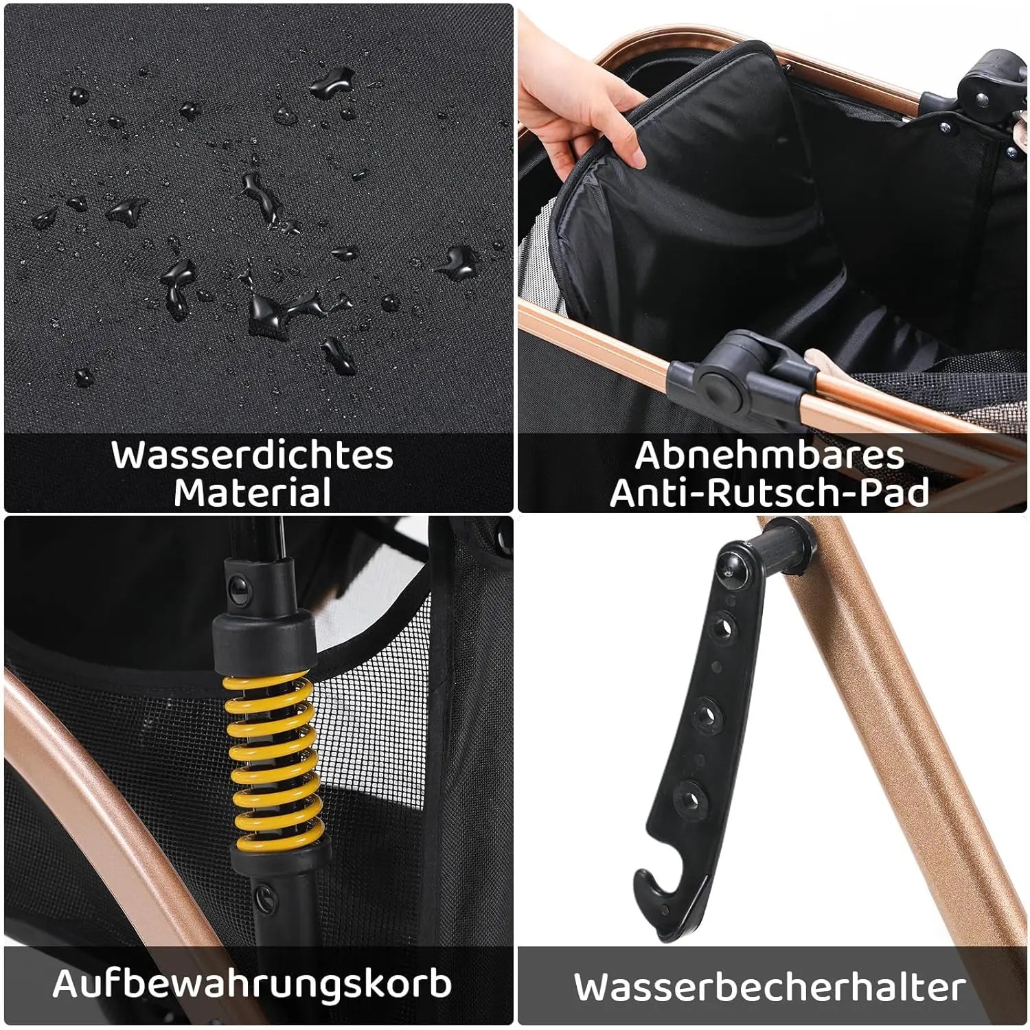 Poussette 4-en-1 Chat & Chien – Aluminium, Siège Auto & Sac de Transport