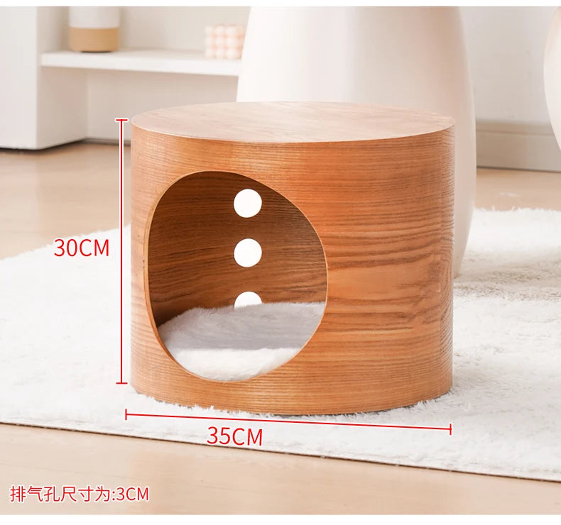 PawFlow Lit Capsule pour Chat – Maison Acrylique Transparente & Cadre en Bois
