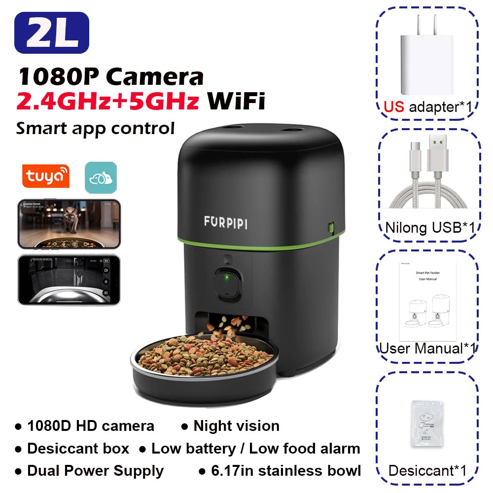 Gamelle Connectée Caméra HD WiFi 5G – Nourrissez & Surveillez à Distance
