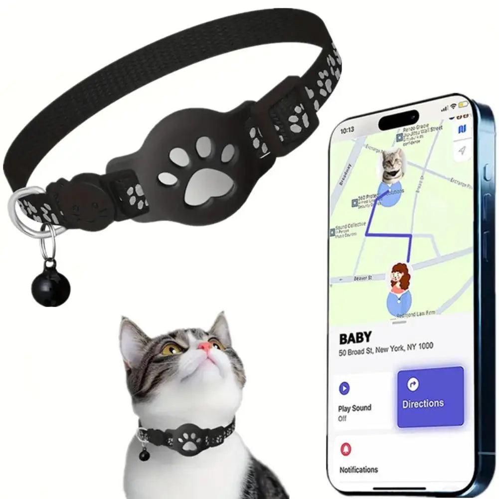 Collier GPS Chat – Localisation Temps Réel, Étanche & Réfléchissant
