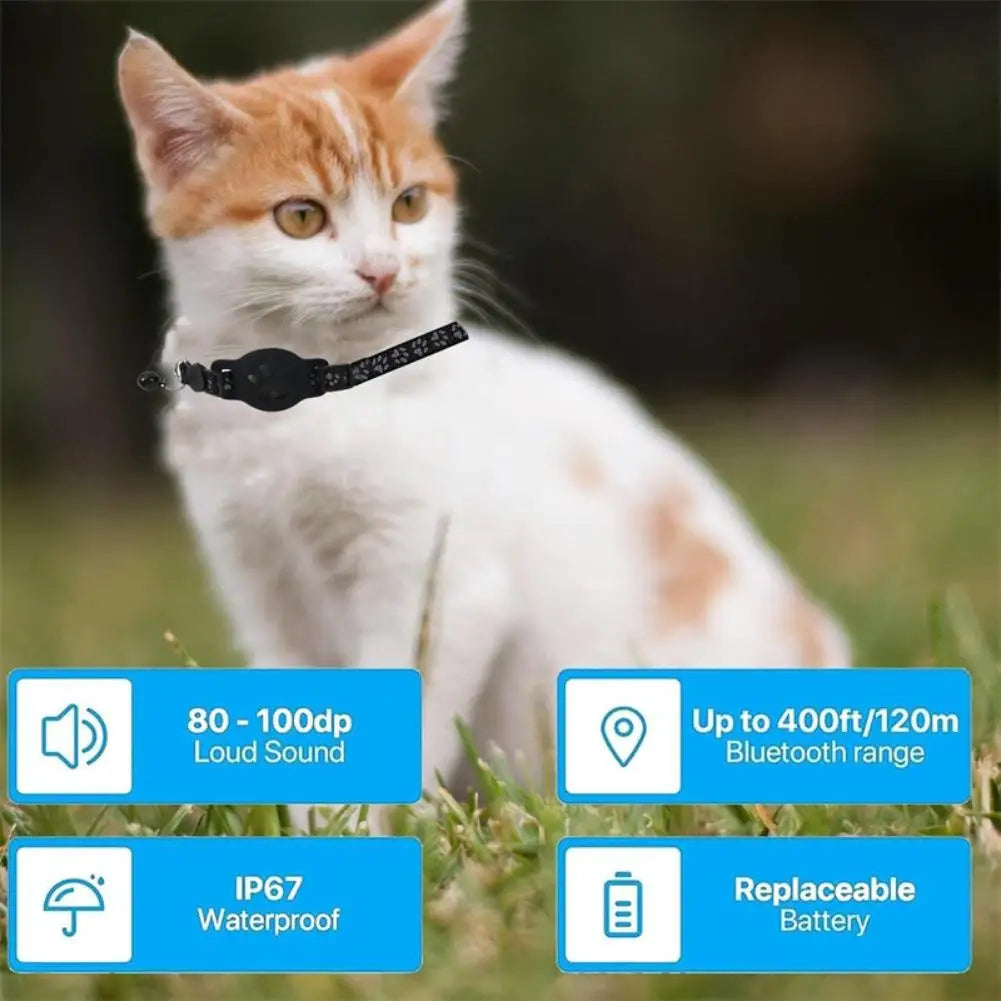 Collier GPS Chat – Localisation Temps Réel, Étanche & Réfléchissant