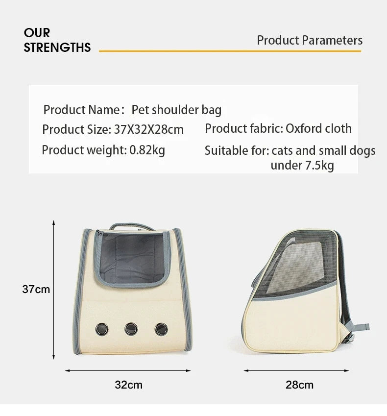 Sac à Dos de Transport Chat & Chien – Grande Capacité & Respirant
