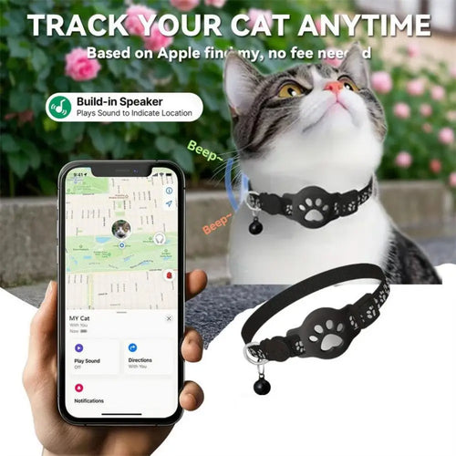 Collier GPS Chat – Localisation Temps Réel, Étanche & Réfléchissant