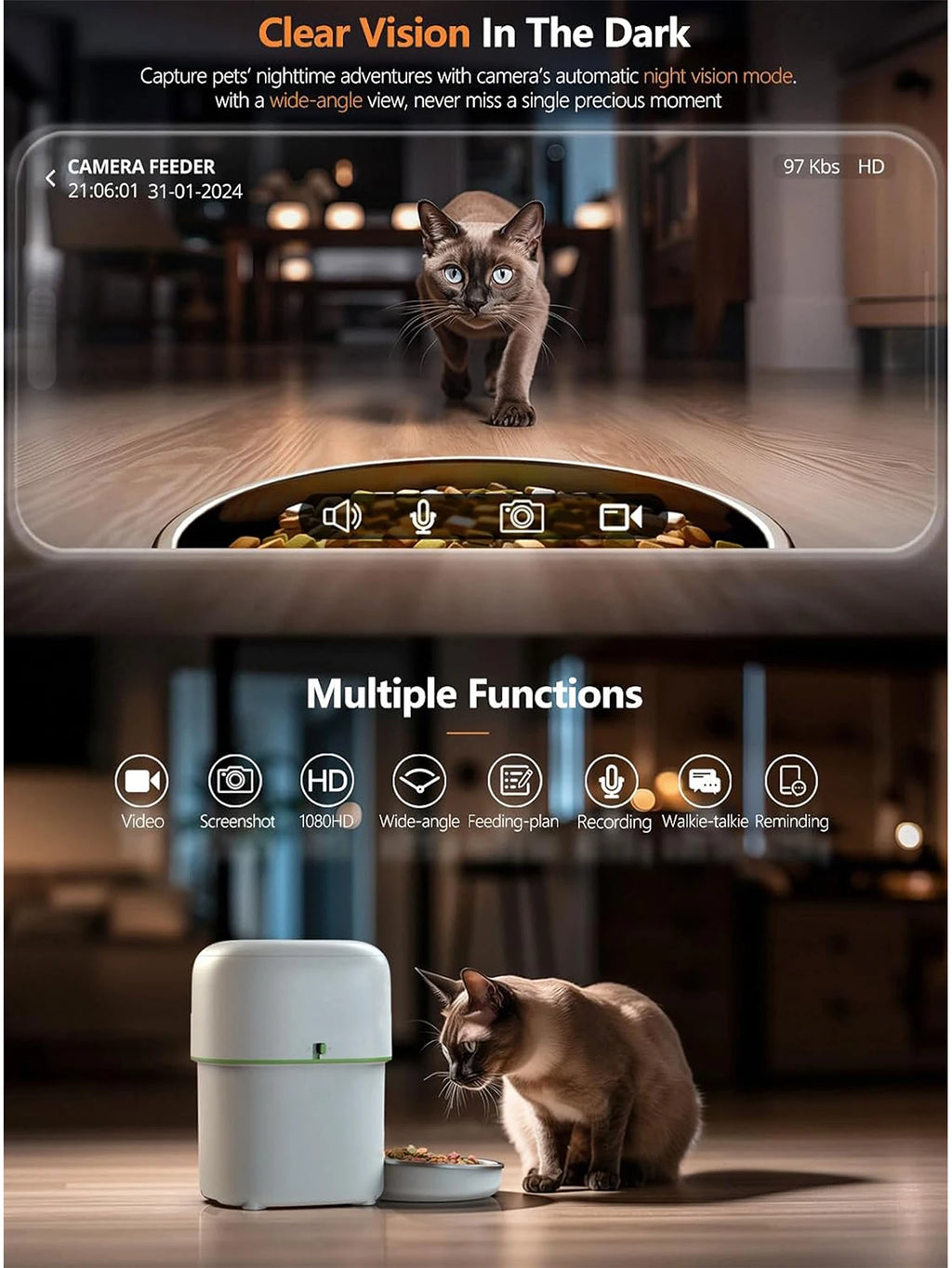 Gamelle Connectée Caméra HD WiFi 5G – Nourrissez & Surveillez à Distance